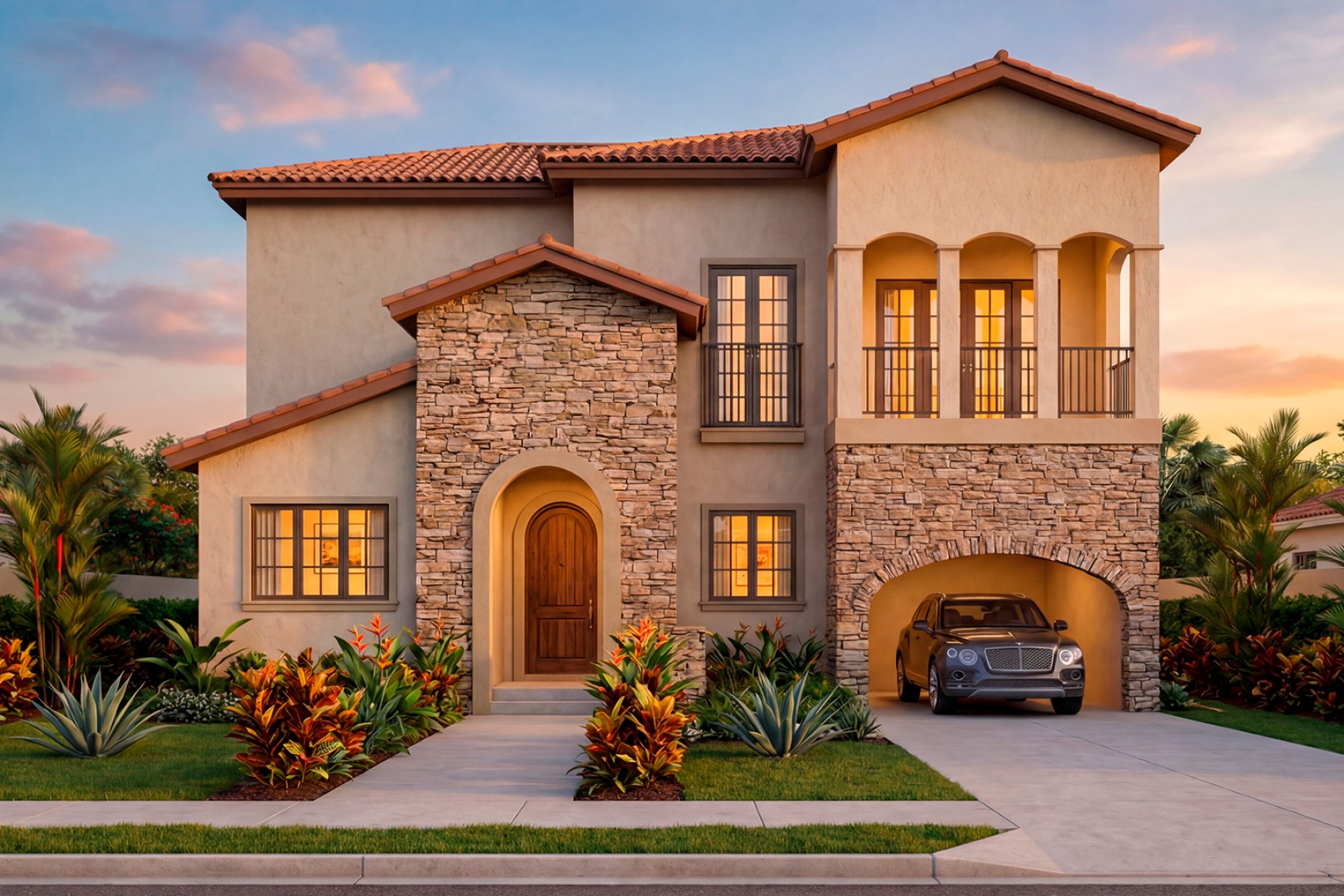 Render exterior aprobado de una vivienda de Vistas del Lago