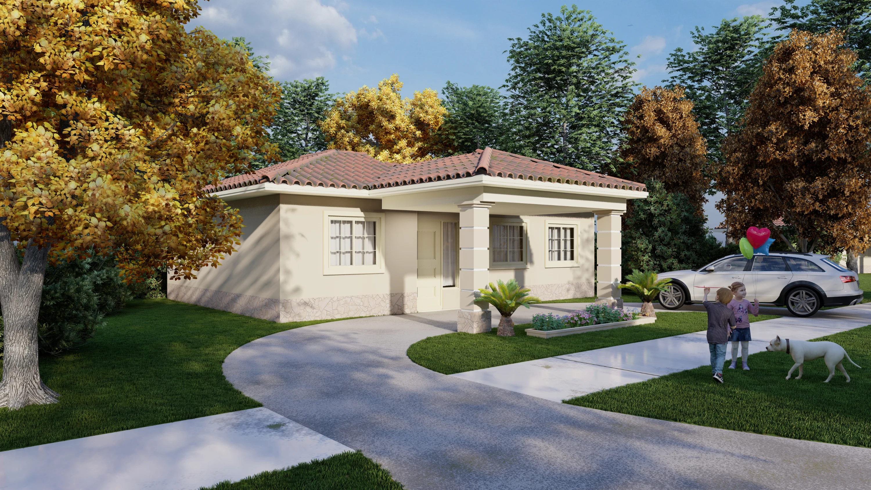 Visualización exterior de la vivienda Los Lirios