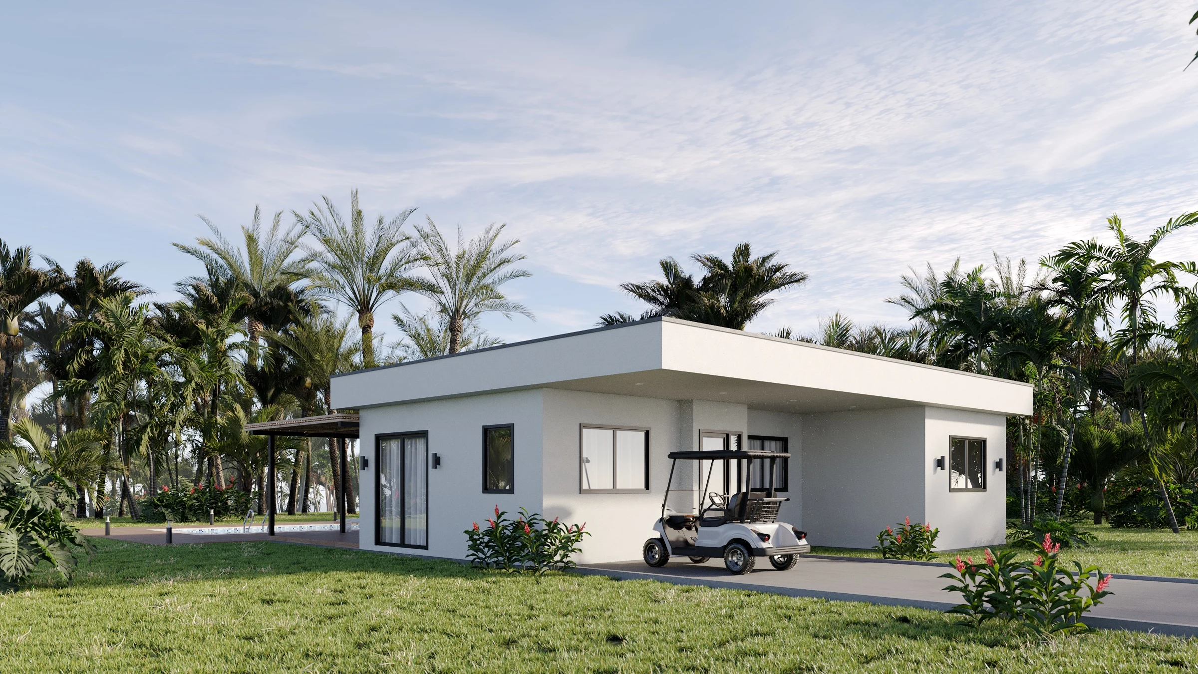 Visualización lateral de una vivienda de Bahía Boca Brava