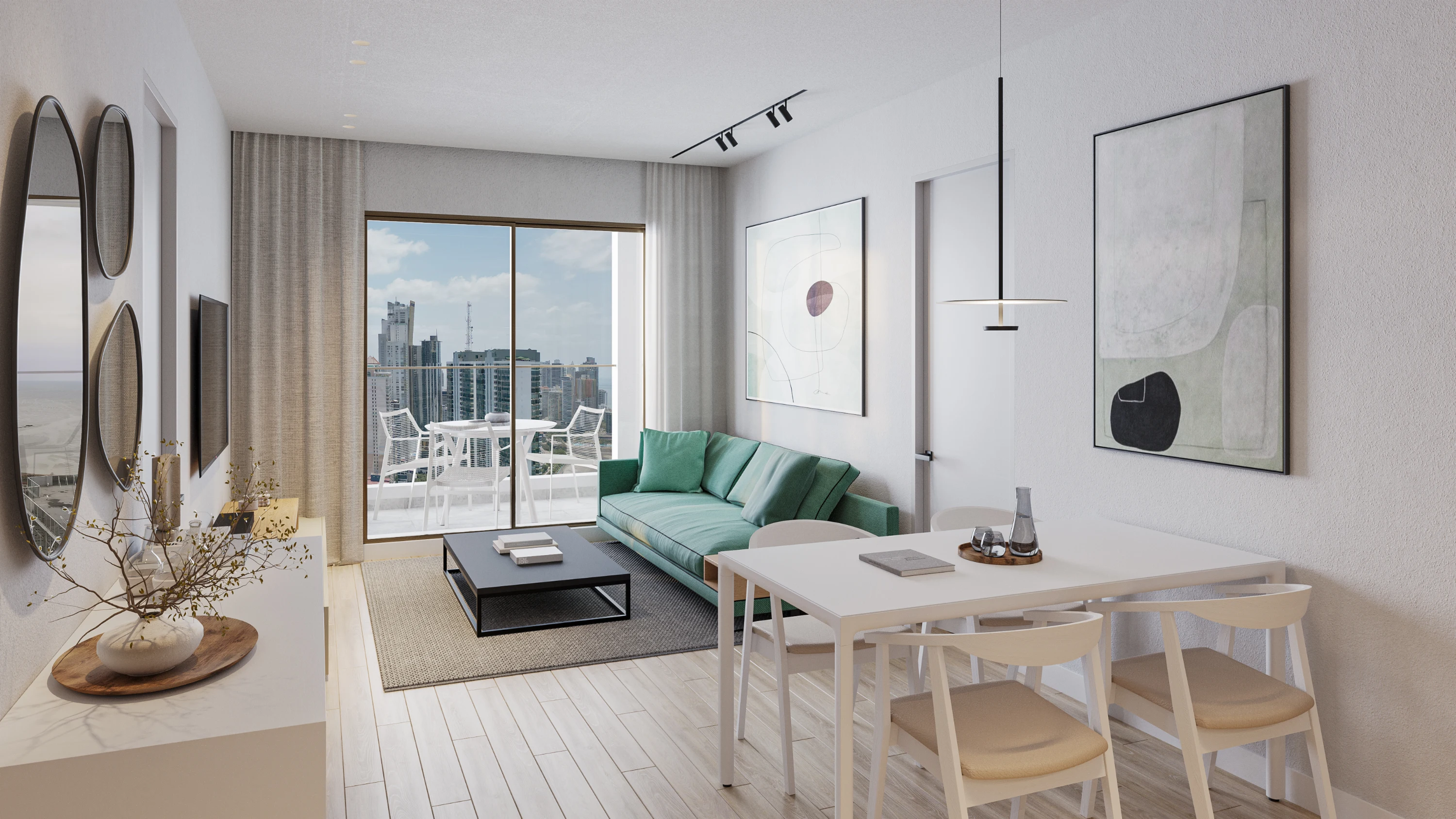 Visualización de la sala y el comedor de un apartamento de Mare Nostrum