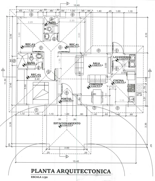 Layout of Los Lirios’ 3-bedroom Aura; faithful extract from the architectural plan